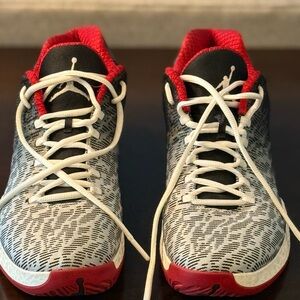 Jordan Black and White Basketball Shoes with Red Lining